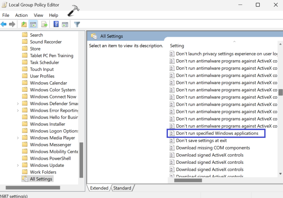 Нажмите «Не запускать определенные приложения Windows».