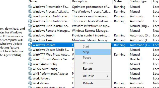 остановить службу обновления Windows остановить службу обновления Windows