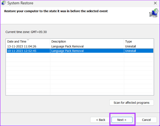 использовать восстановление системы