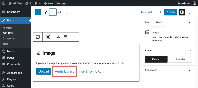Доступ к медиатеке из Гутенберга