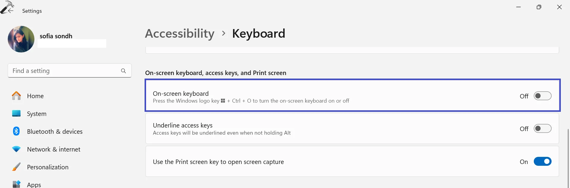 Исправлено: высокая загрузка памяти при вводе Windows — специальные возможности => клавиатура 2.