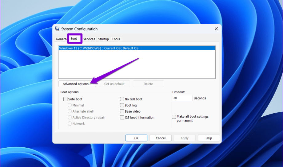 Дополнительные параметры загрузки в Windows
