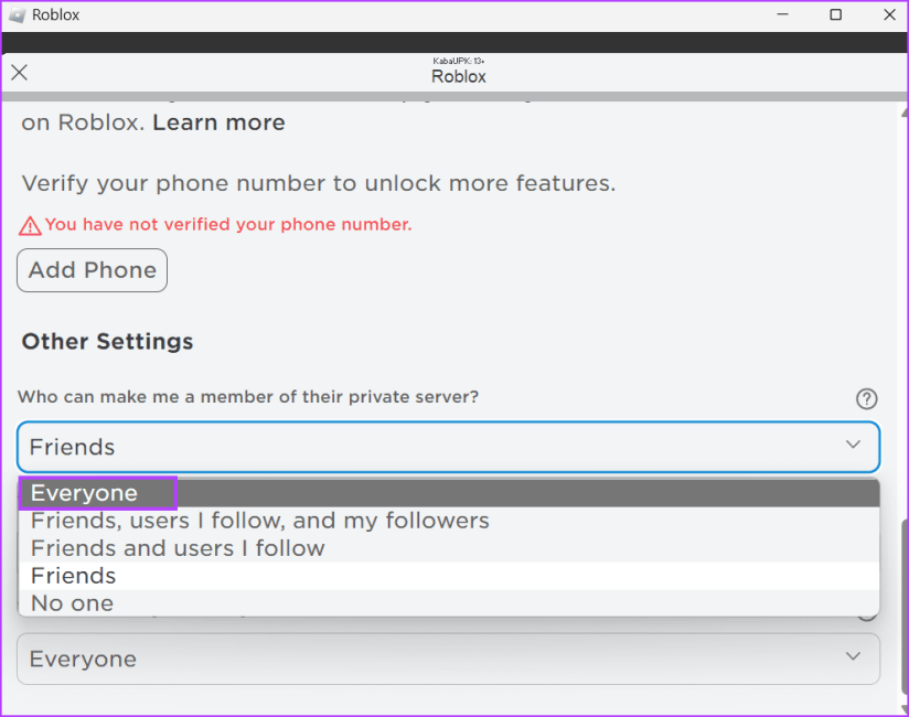 Разрешить частным серверам добавлять вас в качестве участника 4