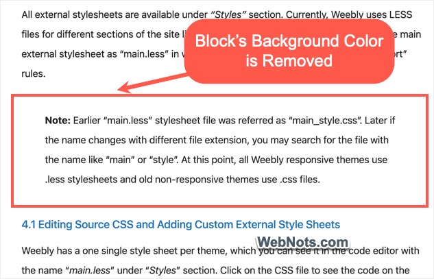 Цвет фона блока удален.