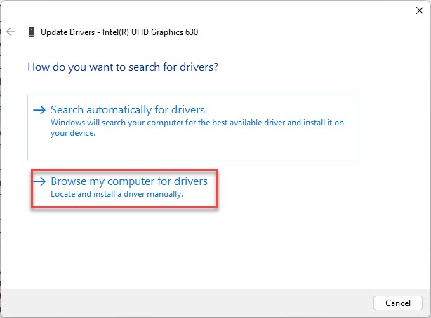 Найдите на компьютере драйверы вручную.