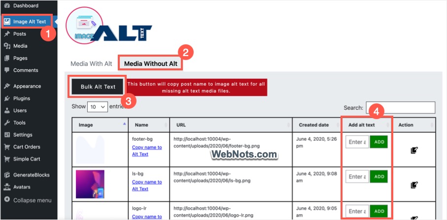 Массовое добавление замещающего текста в WordPress