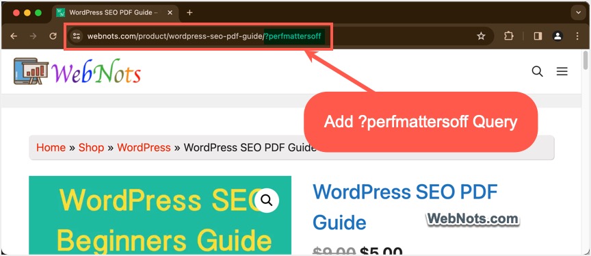 Обход Perfmatters с помощью запроса ?perfmattersoff