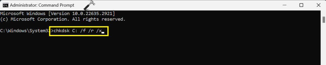 Исправить код ошибки 0xc000000f в Windows 11 — утилита CHKDSK