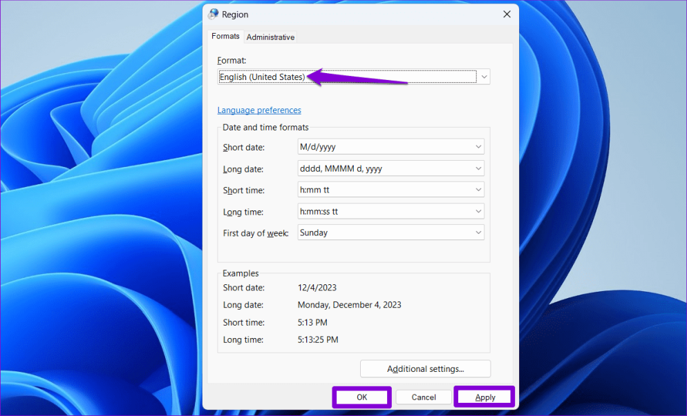 Изменить настройки региона в Windows