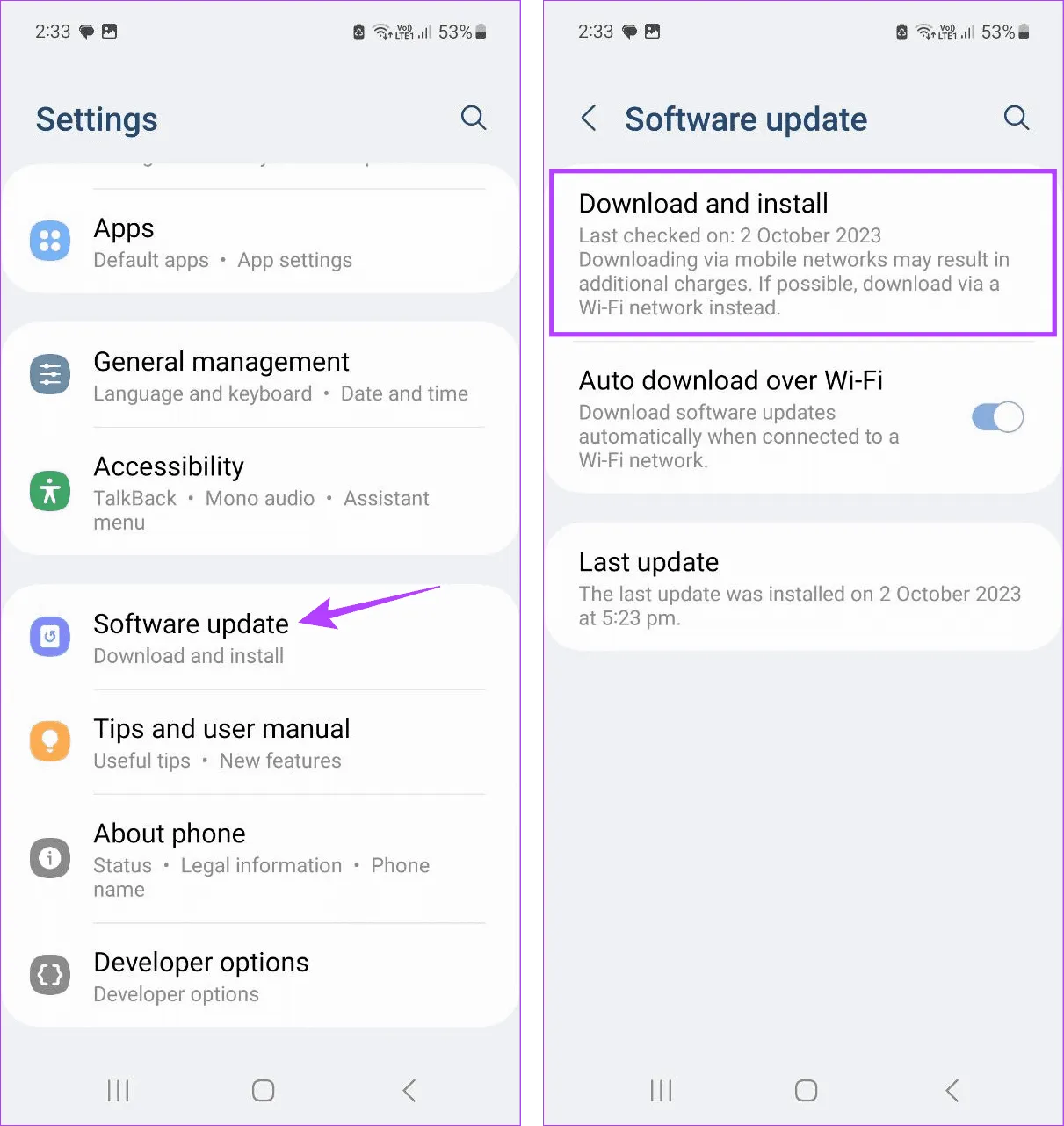 Проверьте наличие обновления программного обеспечения Android 2.
