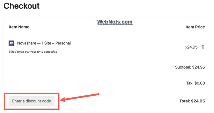 Вариант купона на странице оформления заказа