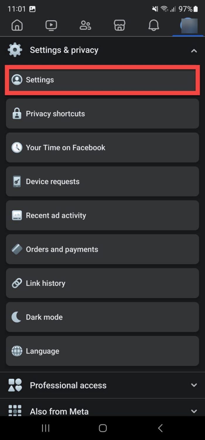 Нажмите Настройки
