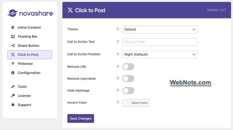 Нажмите, чтобы опубликовать глобальные настройки в Novashare