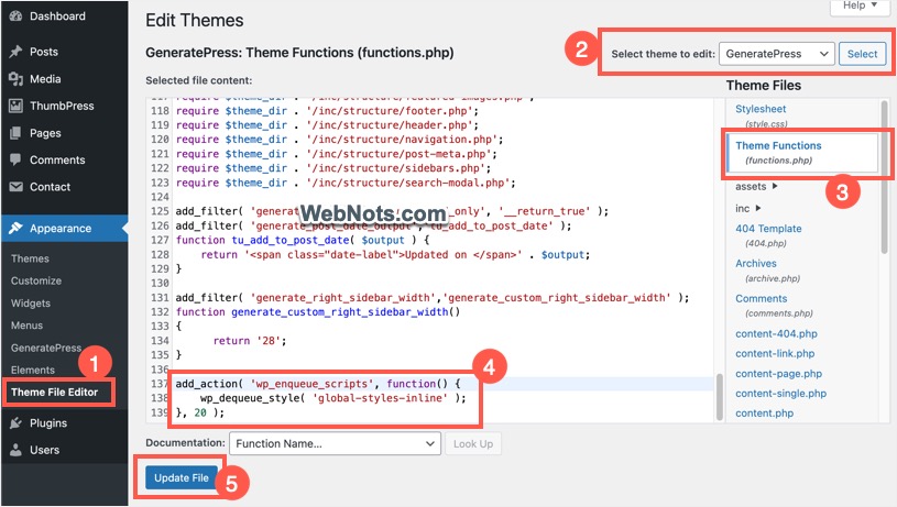 Код для удаления глобальных встроенных стилей
