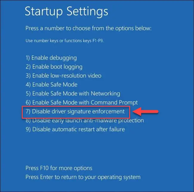 Отключить принудительное использование подписи драйверов
