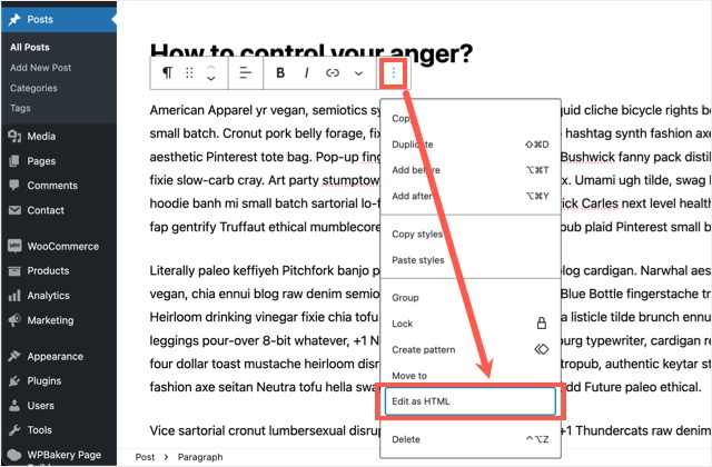 Редактировать блок HTML