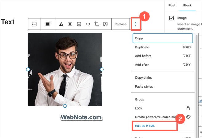 Редактировать блок HTML