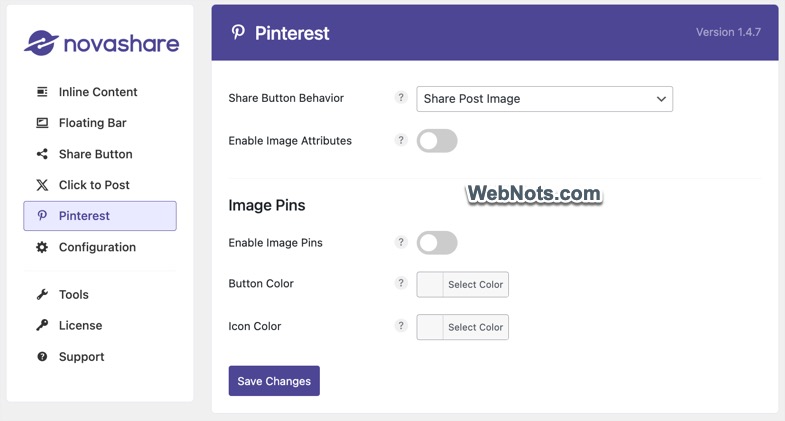 Включить закрепление Pinterest на изображениях