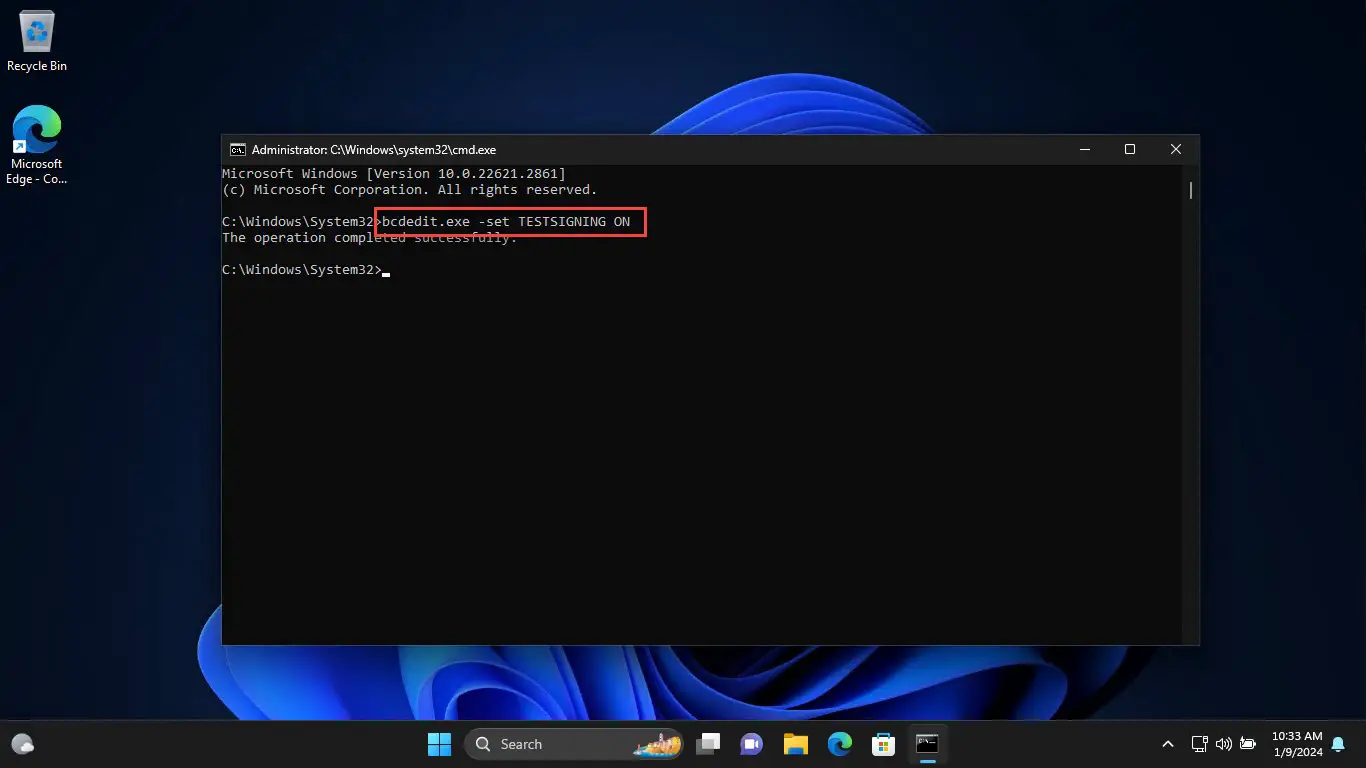 Включить тестовый режим из командной строки