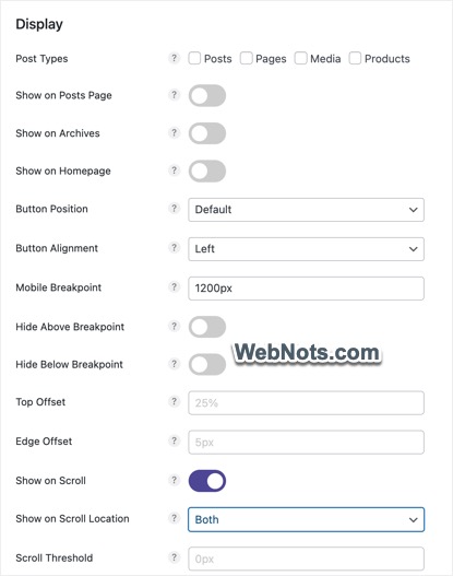 Настройки отображения плавающей панели