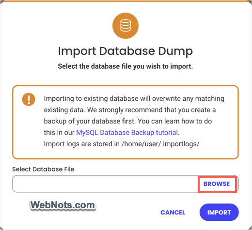 Импортировать дамп базы данных в SiteGround