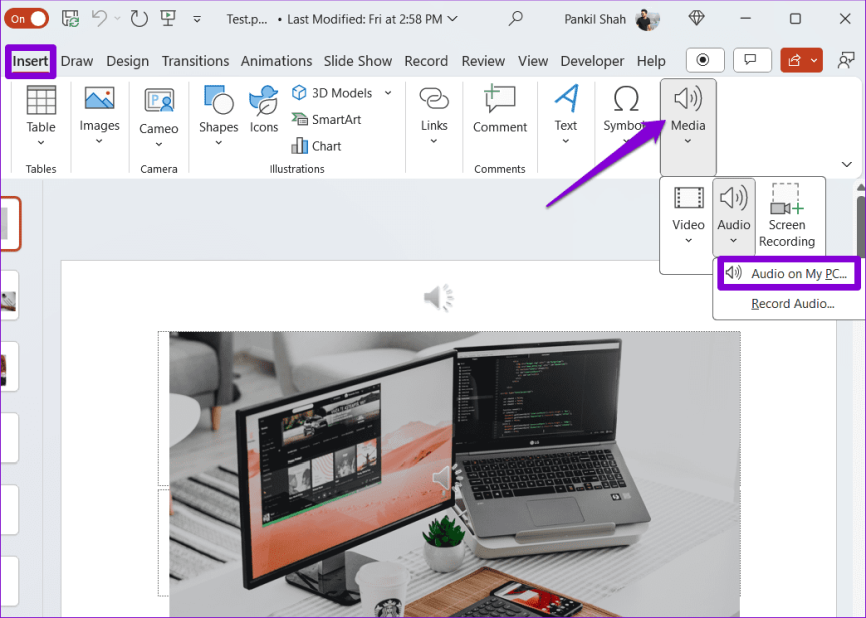 Вставить аудио в PowerPoint