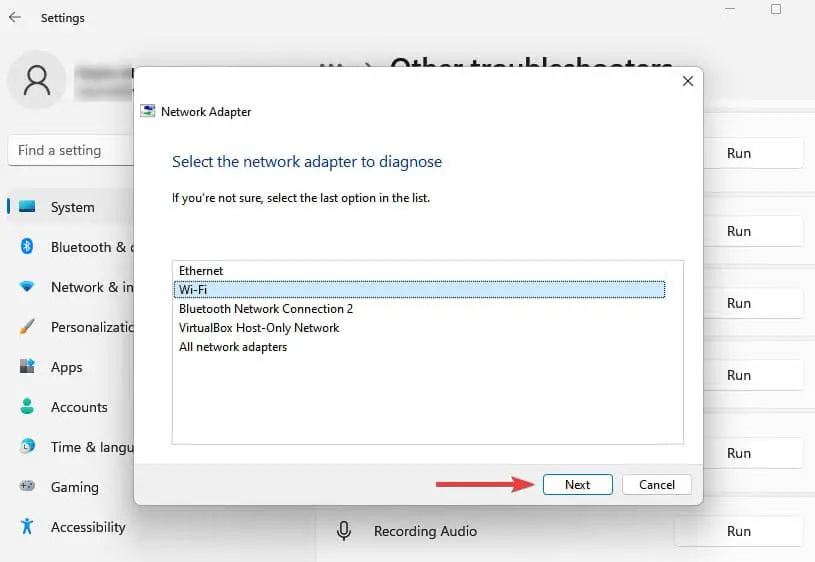 Средство устранения неполадок сети выберите вариант Wi-Fi