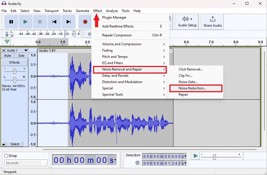 Шумоподавление в Audacity