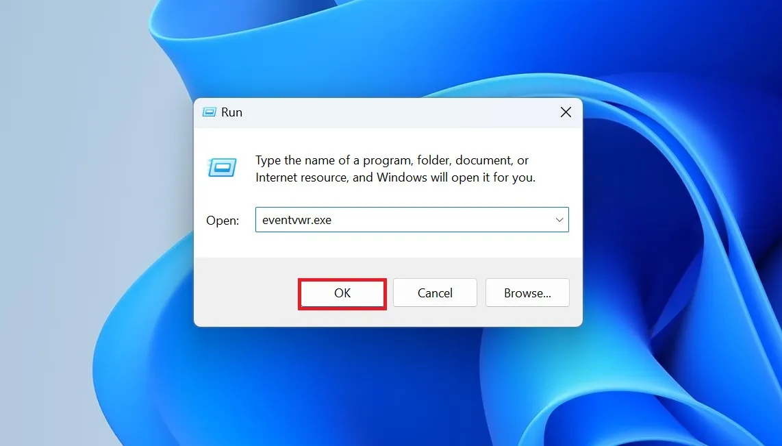 Открыть средство просмотра событий