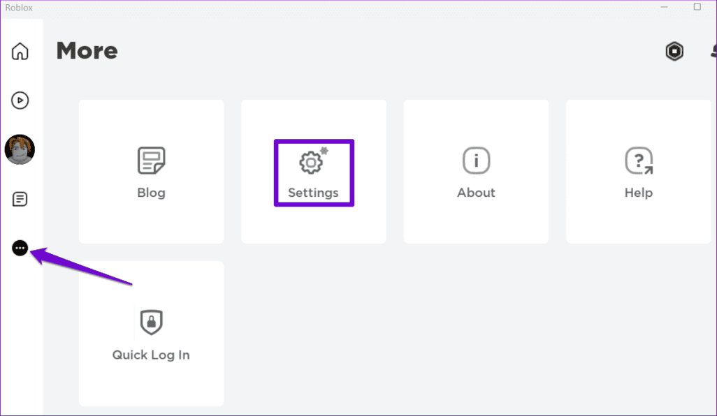 Откройте настройки Роблокса