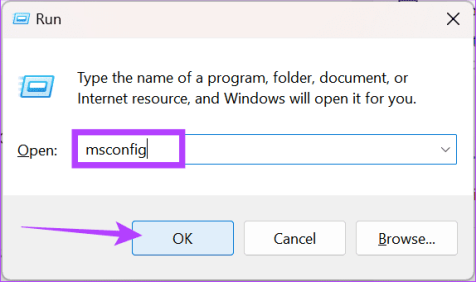Откройте msconfig и нажмите «ОК».