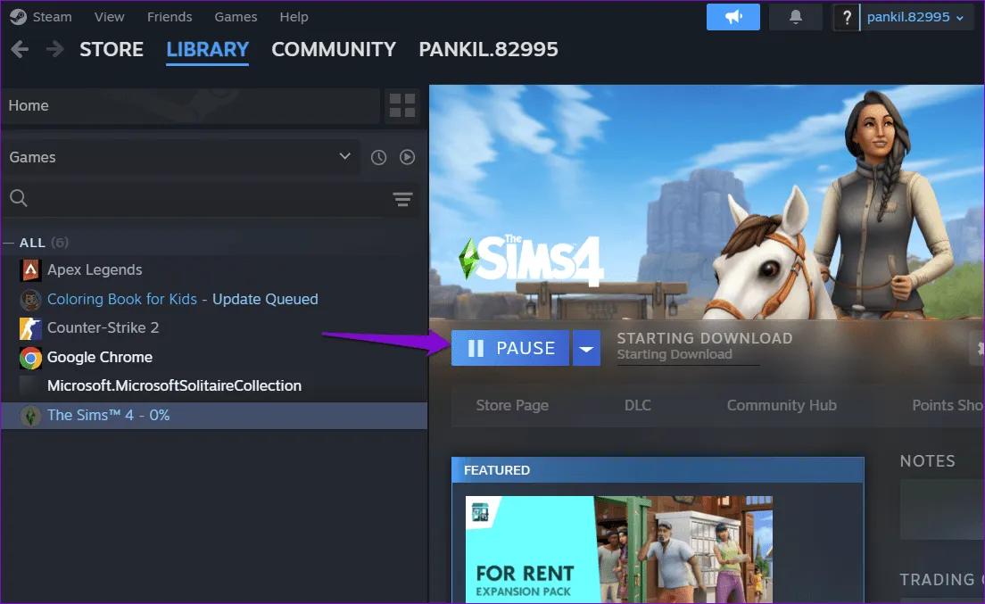 Приостановить загрузку игры в Steam