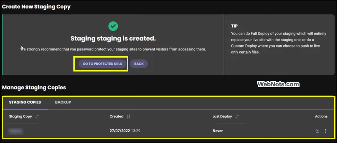 Защитите URL-адреса промежуточного сайта