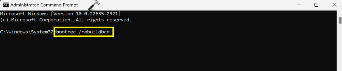 Восстановить командную строку BCD