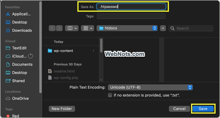 Сохранить файл как htpasswd