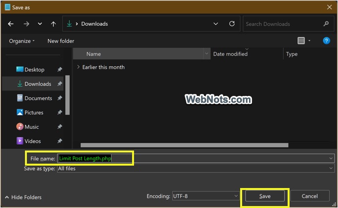 Сохранить PHP-файл плагина в Windows
