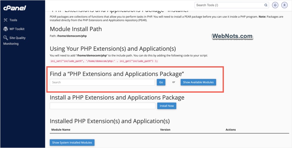 Поиск и поиск расширений PHP