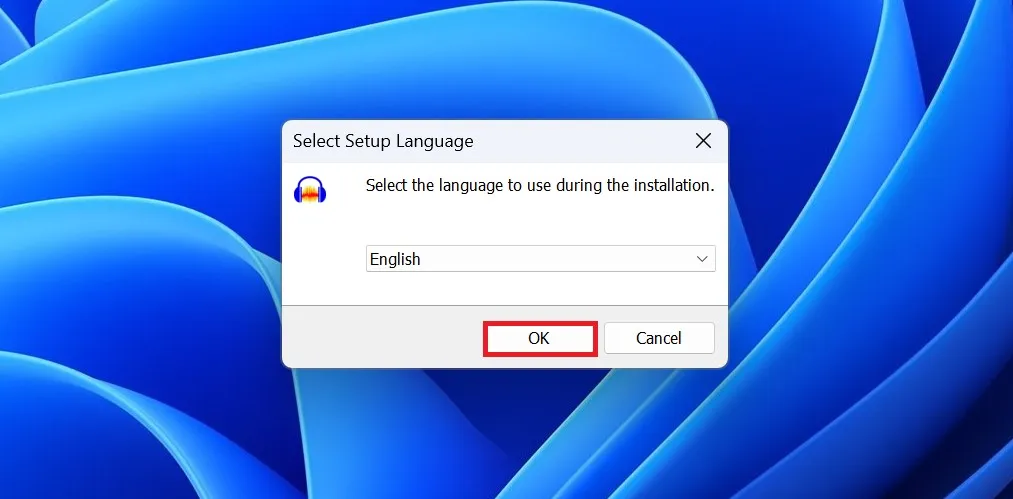 Выберите язык Audacity