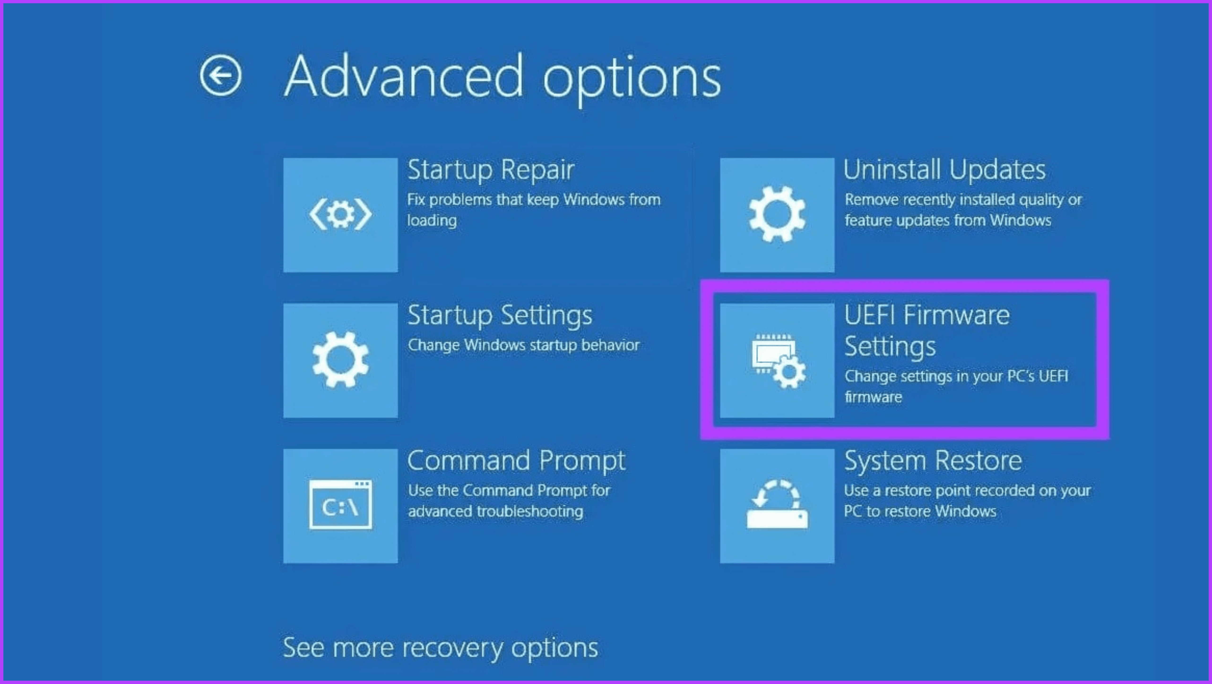Выберите настройки прошивки UEFI.