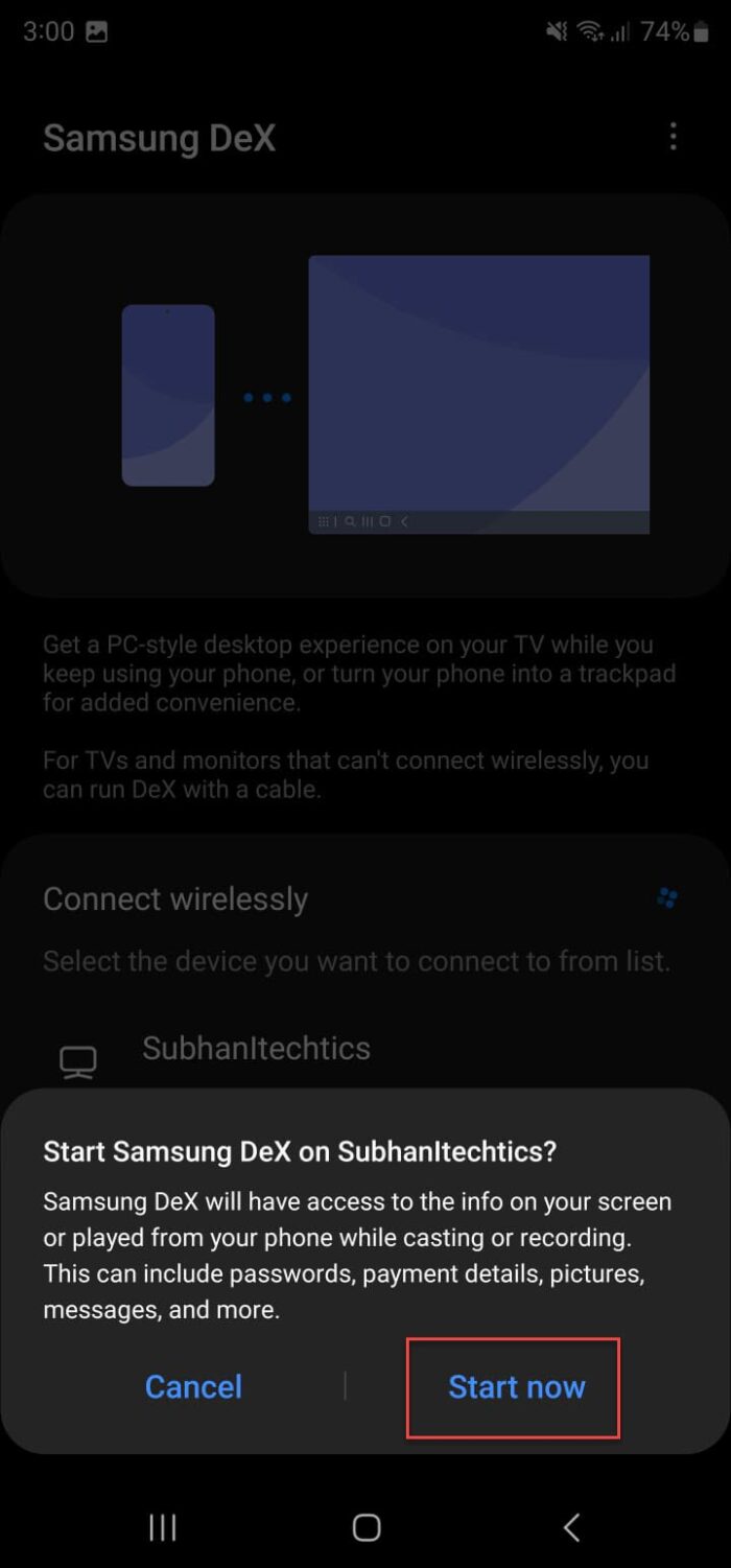 Запустите Samsung DeX