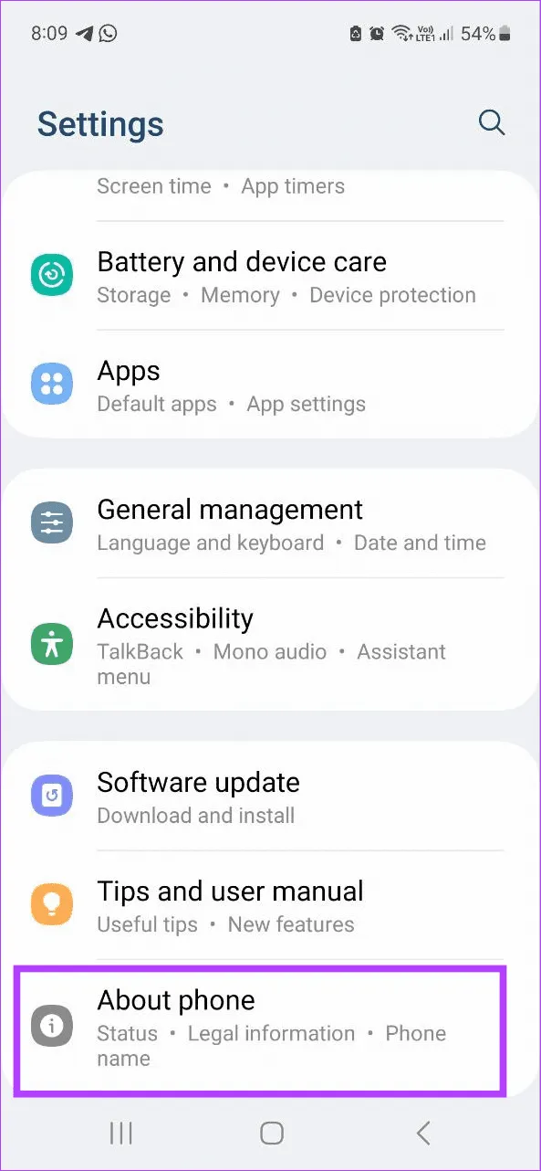 Нажмите «О телефоне».