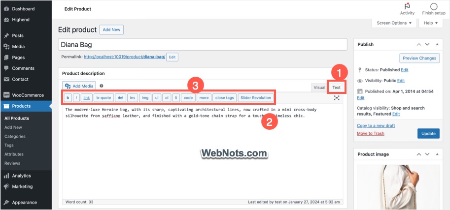 Текстовый режим в классическом редакторе