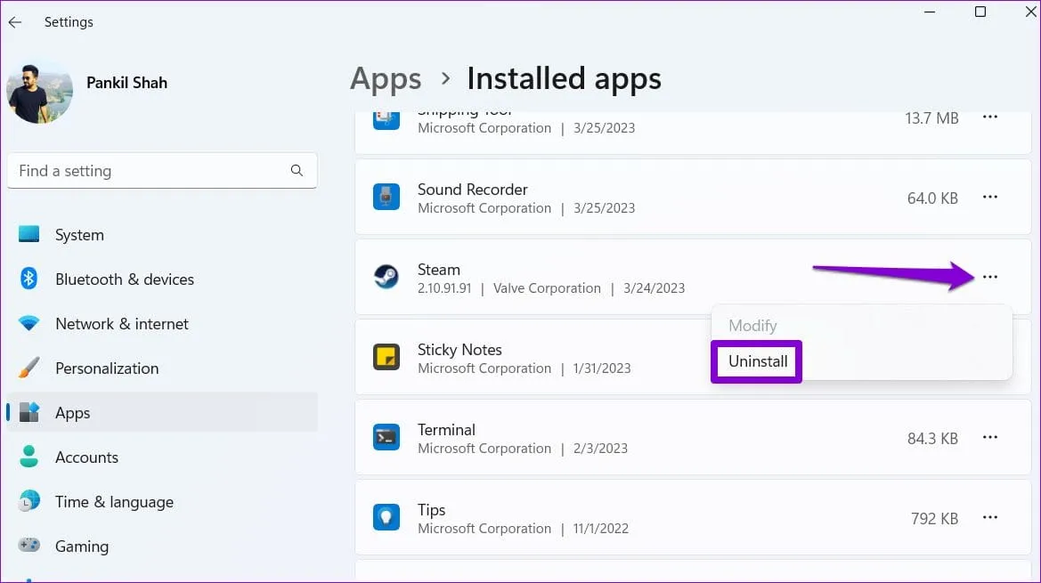 Удалить Steam из Windows