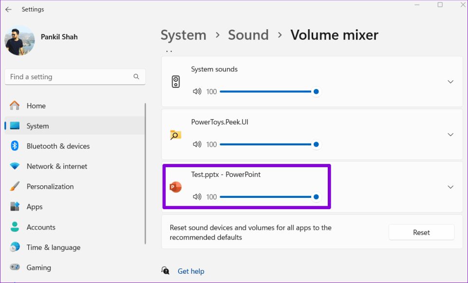 Включить звук PowerPoint в Windows