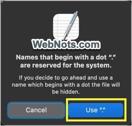 Используйте имя файла с точкой