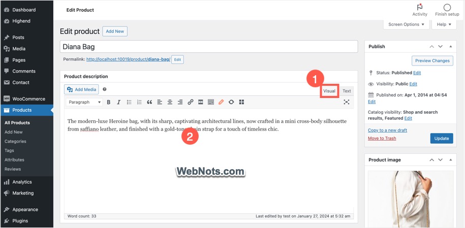 Визуальный режим в классическом редакторе