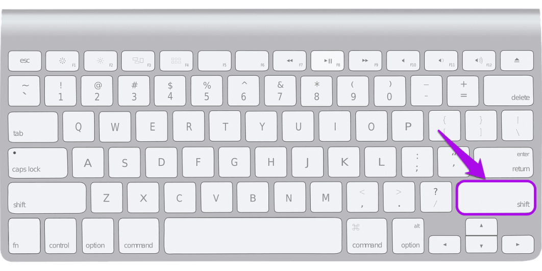 Нажмите клавишу Shift.