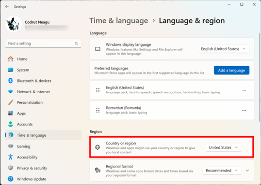 Страна или Регион