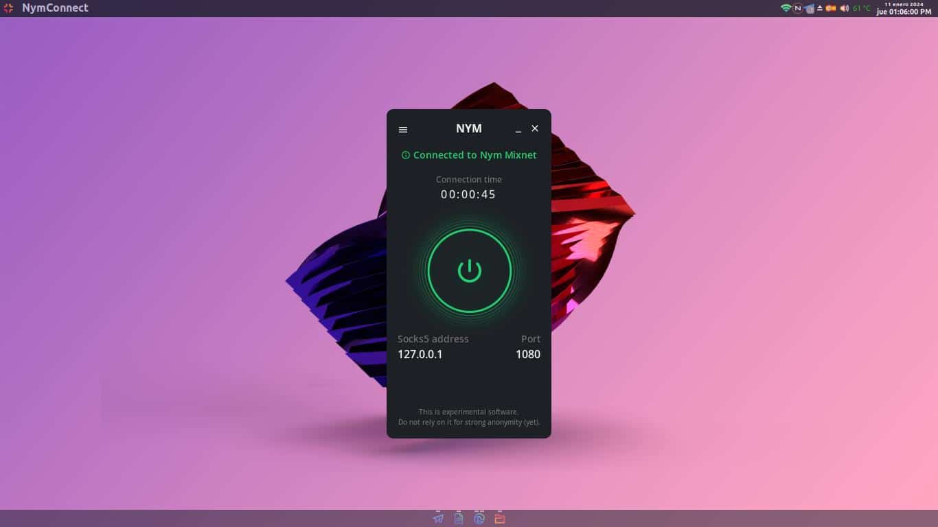 Как использовать Telegram с этим приложением NymConnect: снимок экрана 5