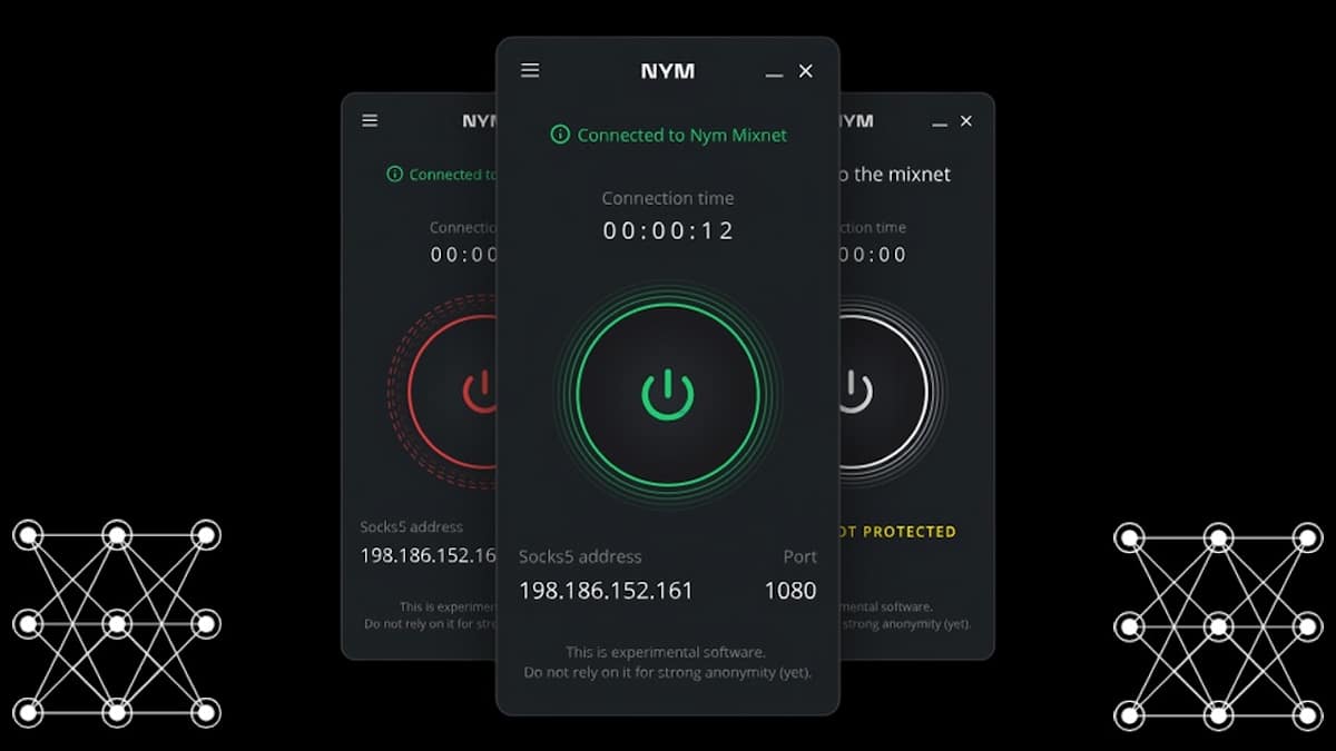 NymConnect: приложение для подключения других приложений к Nym Mixnet в целях обеспечения конфиденциальности.